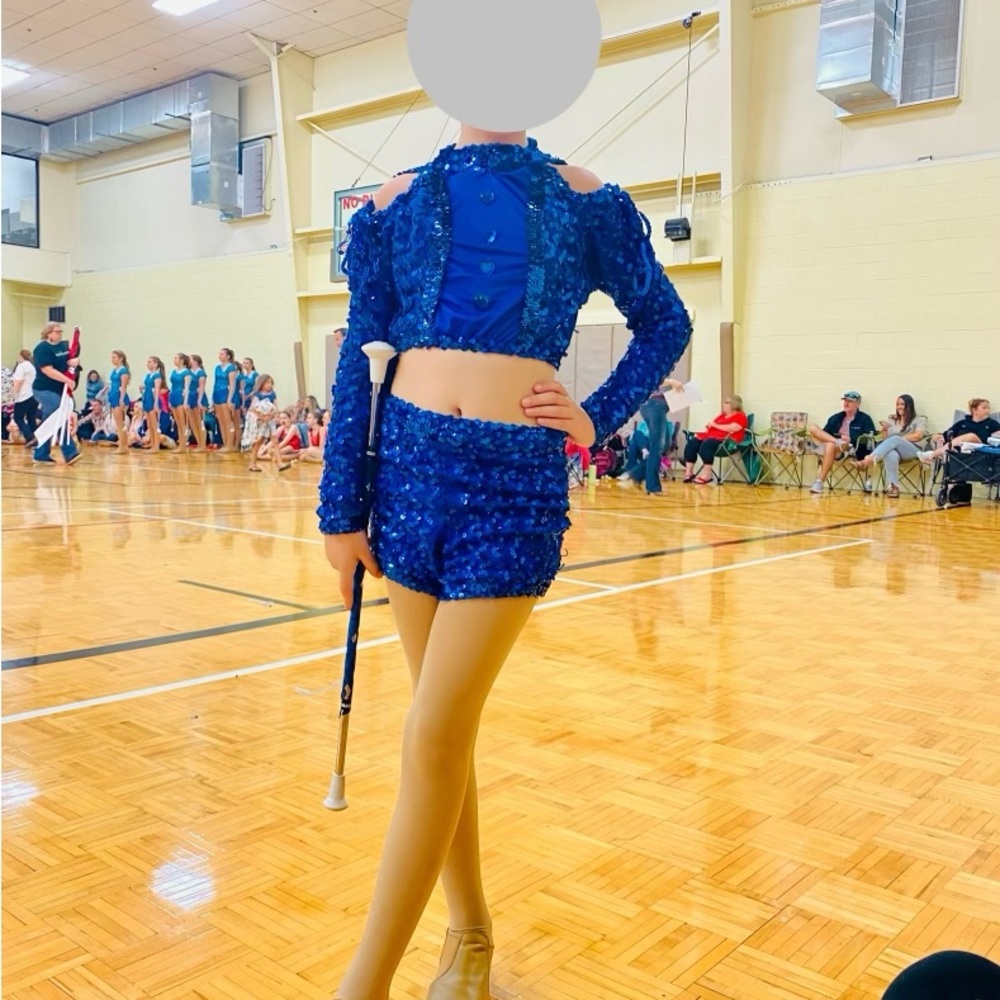 Blue Sequin Baton Twirling Outfit